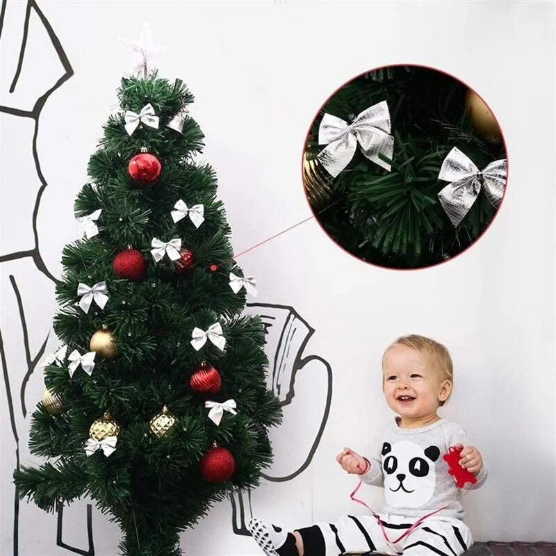 12 τμχ Χριστουγεννιάτικες φιόγκοι Κορδέλα Χριστουγεννιάτικο δέντρο Φιόγκος Κρεμαστό Στολίδι Φιόγκος για Χριστουγεννιάτικα στεφάνια Πρωτοχρονιάτικα είδη περιτυλίγματος