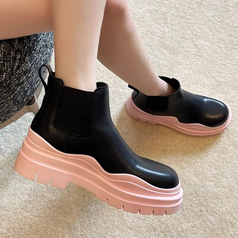 Vīrieši Sievietēm ādas ielu apģērbi Zīmols Mode Ikdienas zābaki Vintage bieza zole Unisex Augstas kvalitātes apavi Pāra zābaki Apavi