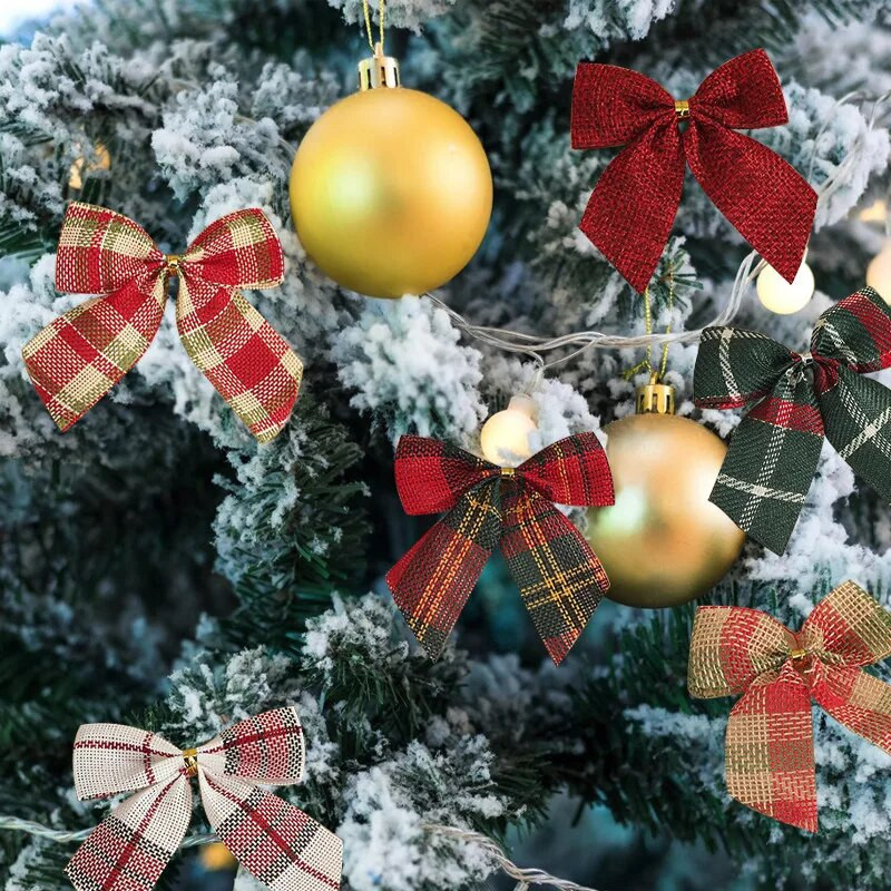 20/10gb Mini Ziemassvētku bantīšu rotājumi Ziemassvētku eglītes iekaramie rotājumi DIY vainags Bowknot Ziemassvētku ballītes dāvanu kastītes Loku dekors