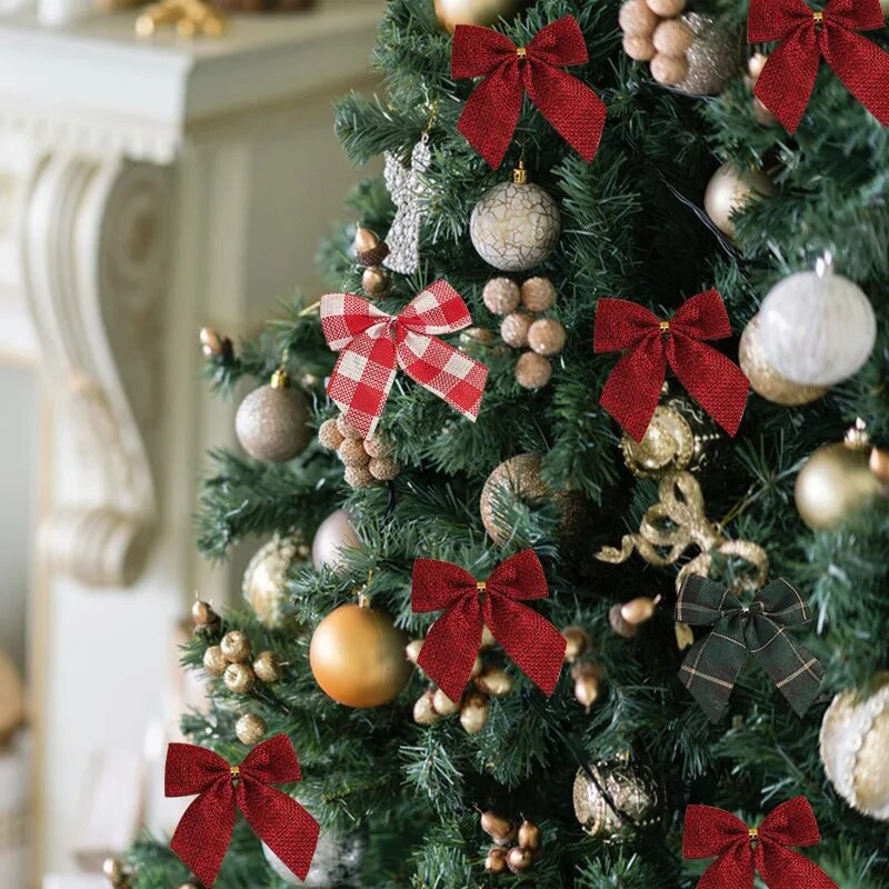 20/10gb Mini Ziemassvētku bantīšu rotājumi Ziemassvētku eglītes iekaramie rotājumi DIY vainags Bowknot Ziemassvētku ballītes dāvanu kastītes Loku dekors