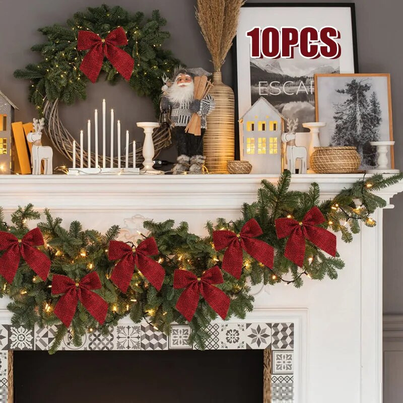 20/10gb Mini Ziemassvētku bantīšu rotājumi Ziemassvētku eglītes iekaramie rotājumi DIY vainags Bowknot Ziemassvētku ballītes dāvanu kastītes Loku dekors