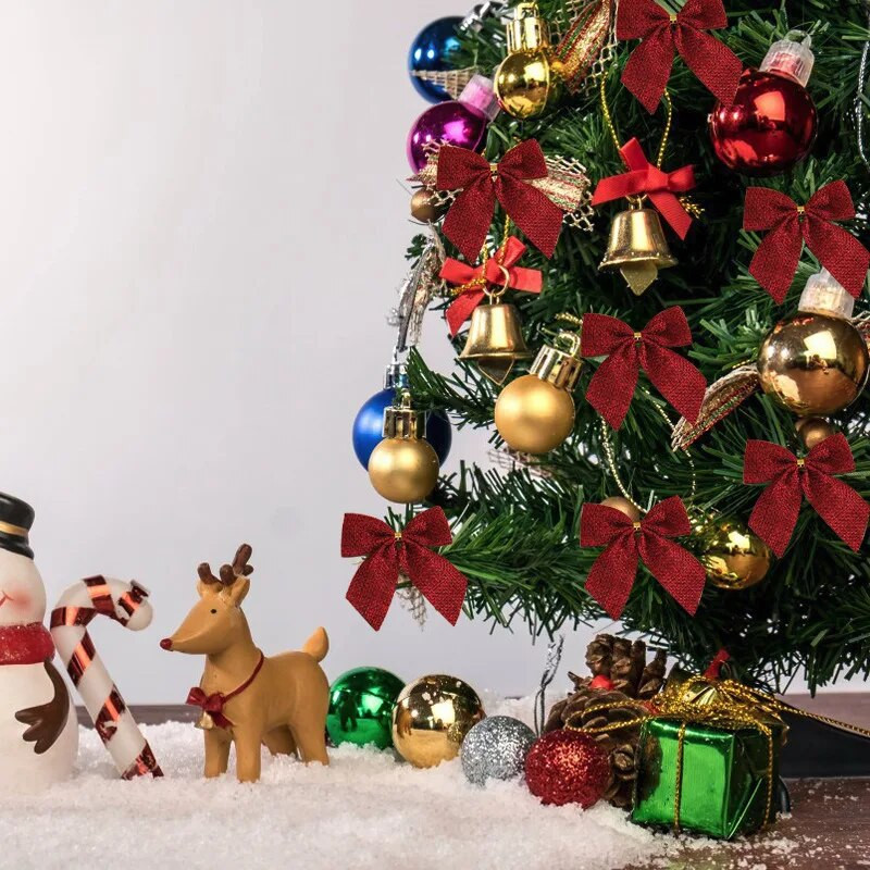 20/10gb Mini Ziemassvētku bantīšu rotājumi Ziemassvētku eglītes iekaramie rotājumi DIY vainags Bowknot Ziemassvētku ballītes dāvanu kastītes Loku dekors