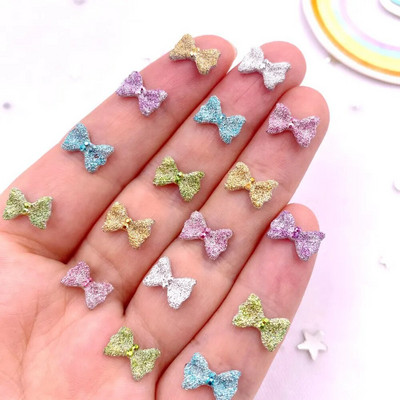 50Pcs 7*10mm Resin 3D Colorful Mini Bowknot Gems Flatback Figurines Scrapbook Wedding Applique Nail Art Decor Crafts L750