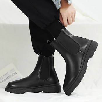 Ръчно изработени мъжки ботуши Челси Черни високи обувки Мъжки бизнес официални обувки Къси обувки за ходене Устойчиви на износване плюшени топли обувки