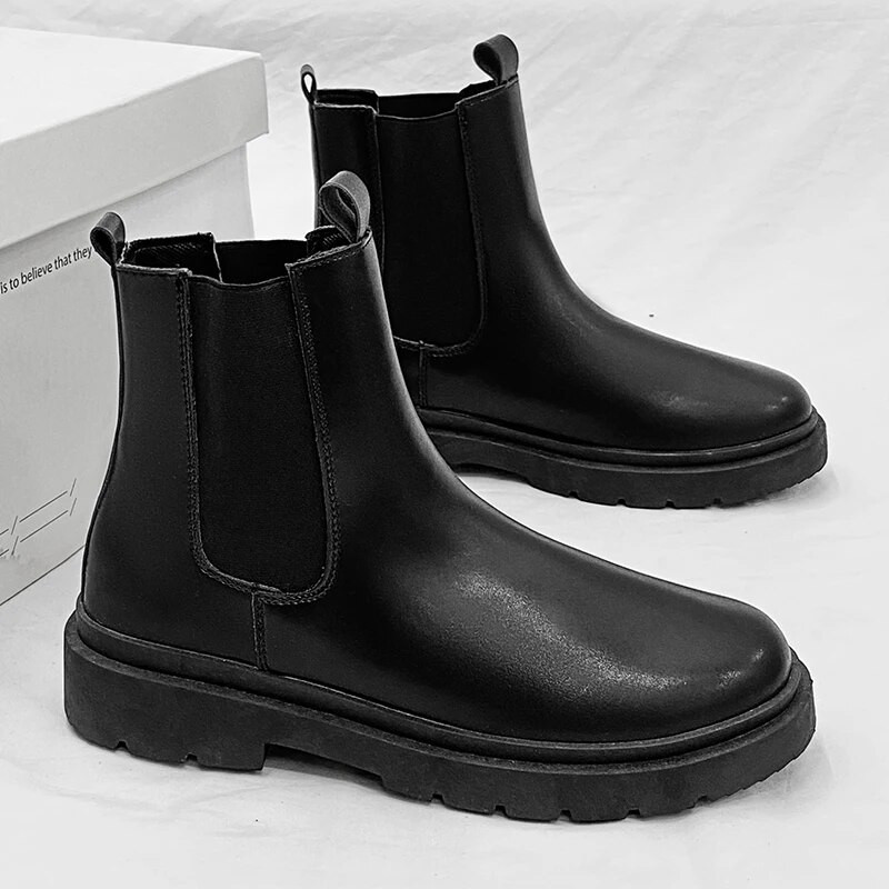 Ar rokām darināti vīriešu Chelsea zābaki melni augstas kleitas apavi vīriešu biznesa formālas apavi kājām īsi apavi valkāšanai izturīgi plīša silti apavi