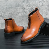 Pārdodu vīriešu ādas zābaki ziemas smaili Chelsea zābaki vīriešu biznesa apģērbi zābaki līgavaiņa kāzu apavi