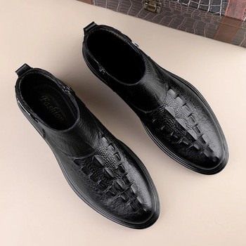2023 Νέες μαύρες κλασικές ανδρικές μπότες φόρεμα στρογγυλές μάρκες πολυτελείας ανδρικές μπότες αστραγάλου ανδρικές μπότες Chelsea Plus μέγεθος 38-46