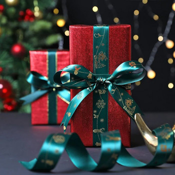 Χριστουγεννιάτικη κορδέλα 5 υάρδων 1 ιντσών 25 χιλιοστών τυπωμένη χριστουγεννιάτικη πολυεστερική κορδέλα για χειροποίητο σχέδιο Χριστουγεννιάτικη διακόσμηση DIY Συσκευασία δώρου