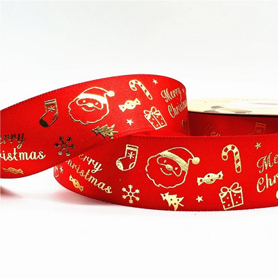 Χριστουγεννιάτικη κορδέλα 5 υάρδων 1 ιντσών 25 χιλιοστών τυπωμένη χριστουγεννιάτικη πολυεστερική κορδέλα για χειροποίητο σχέδιο Χριστουγεννιάτικη διακόσμηση DIY Συσκευασία δώρου