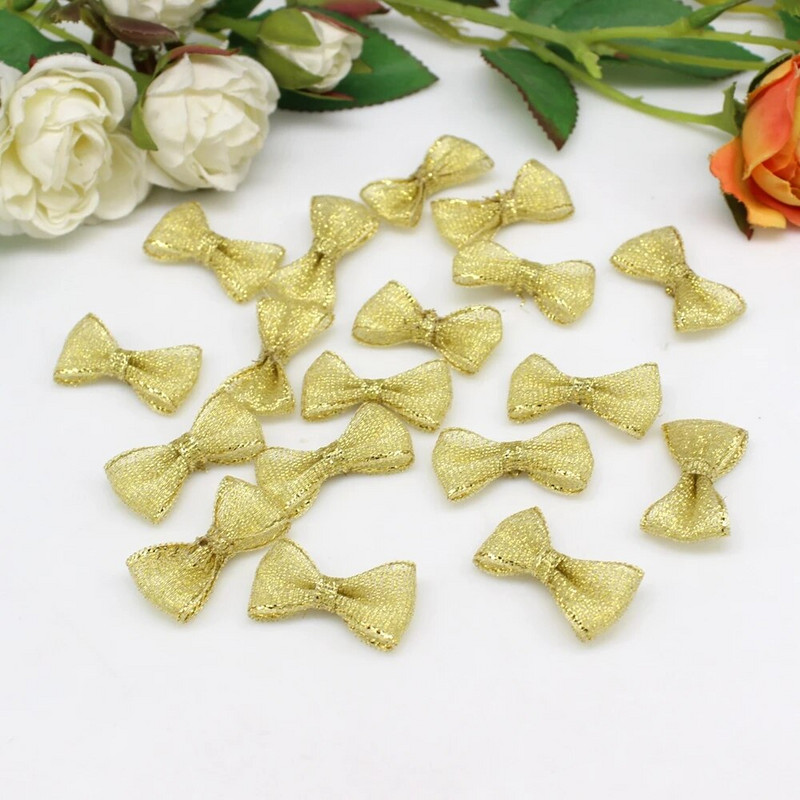 50/100 tk 15mm-30mm kullast ja hõbedast käsitsi valmistatud lindist vibud käsitööks Pulmakutse Dekoratiivsed kaunistused Scrapbooking