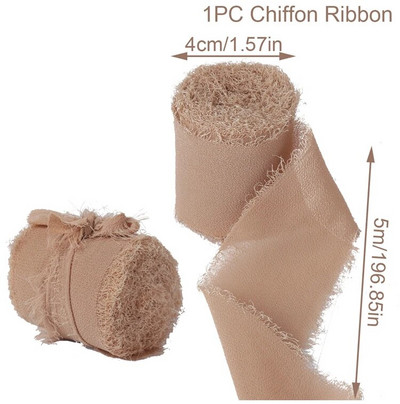 4CM*5M Kézzel készített kopott szélű szatén sifon selyemszalag esküvői meghívóhoz Csokorba csomagoló csokrok Születésnapi parti dekorációk Ajándékok