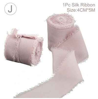 4CM*5M Kézzel készített kopott szélű szatén sifon selyemszalag esküvői meghívóhoz Csokorba csomagoló csokrok Születésnapi parti dekorációk Ajándékok