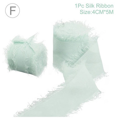 4CM*5M Kézzel készített kopott szélű szatén sifon selyemszalag esküvői meghívóhoz Csokorba csomagoló csokrok Születésnapi parti dekorációk Ajándékok