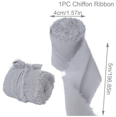 4CM*5M Kézzel készített kopott szélű szatén sifon selyemszalag esküvői meghívóhoz Csokorba csomagoló csokrok Születésnapi parti dekorációk Ajándékok