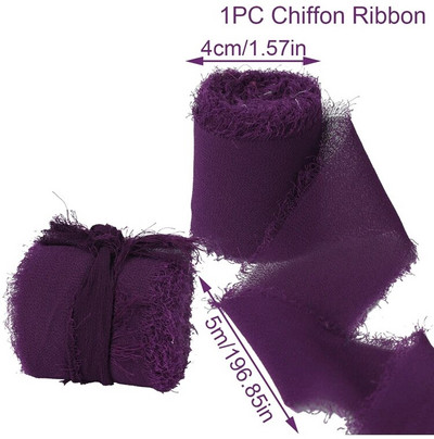 4CM*5M Kézzel készített kopott szélű szatén sifon selyemszalag esküvői meghívóhoz Csokorba csomagoló csokrok Születésnapi parti dekorációk Ajándékok