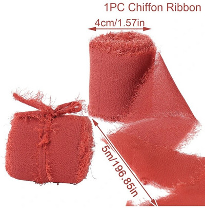 4CM*5M Kézzel készített kopott szélű szatén sifon selyemszalag esküvői meghívóhoz Csokorba csomagoló csokrok Születésnapi parti dekorációk Ajándékok