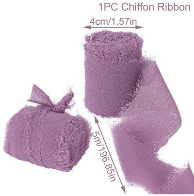 4CM*5M Kézzel készített kopott szélű szatén sifon selyemszalag esküvői meghívóhoz Csokorba csomagoló csokrok Születésnapi parti dekorációk Ajándékok