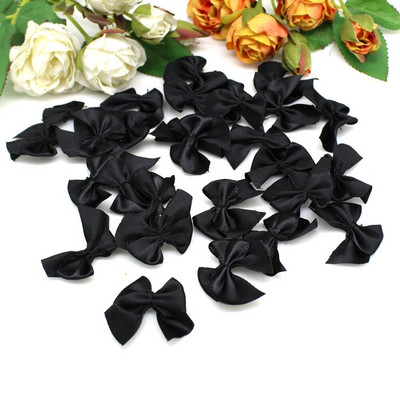 50 gab. Roku darbs Mini satīna lentes bantes Ziemassvētkiem Bowknot Dāvanu bantes amatniecībai Ziedu kāzu bantes dzimšanas dienas DIY ballītes dekorēšana