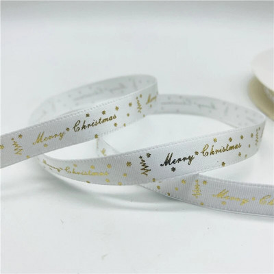 5 jardi/partija 10 mm Ziemassvētku lente, apdrukāta Ziemassvētku grosgrain lente rokām darināta dizaina Ziemassvētku dekorēšanai, DIY dāvanu iesaiņošanai
