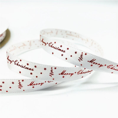 5 jardi/partija 10 mm Ziemassvētku lente, apdrukāta Ziemassvētku grosgrain lente rokām darināta dizaina Ziemassvētku dekorēšanai, DIY dāvanu iesaiņošanai