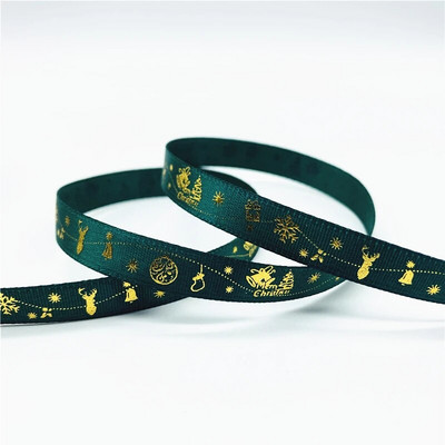 5 jardi/partija 10 mm Ziemassvētku lente, apdrukāta Ziemassvētku grosgrain lente rokām darināta dizaina Ziemassvētku dekorēšanai, DIY dāvanu iesaiņošanai