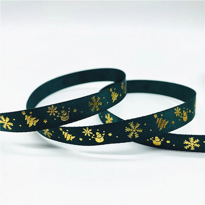 5 jardi/partija 10 mm Ziemassvētku lente, apdrukāta Ziemassvētku grosgrain lente rokām darināta dizaina Ziemassvētku dekorēšanai, DIY dāvanu iesaiņošanai