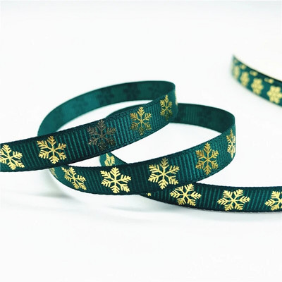 5 jardi/partija 10 mm Ziemassvētku lente, apdrukāta Ziemassvētku grosgrain lente rokām darināta dizaina Ziemassvētku dekorēšanai, DIY dāvanu iesaiņošanai