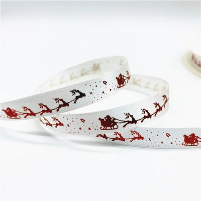 5 jardi/partija 10 mm Ziemassvētku lente, apdrukāta Ziemassvētku grosgrain lente rokām darināta dizaina Ziemassvētku dekorēšanai, DIY dāvanu iesaiņošanai