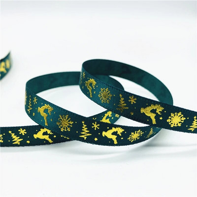 5 jardi/partija 10 mm Ziemassvētku lente, apdrukāta Ziemassvētku grosgrain lente rokām darināta dizaina Ziemassvētku dekorēšanai, DIY dāvanu iesaiņošanai