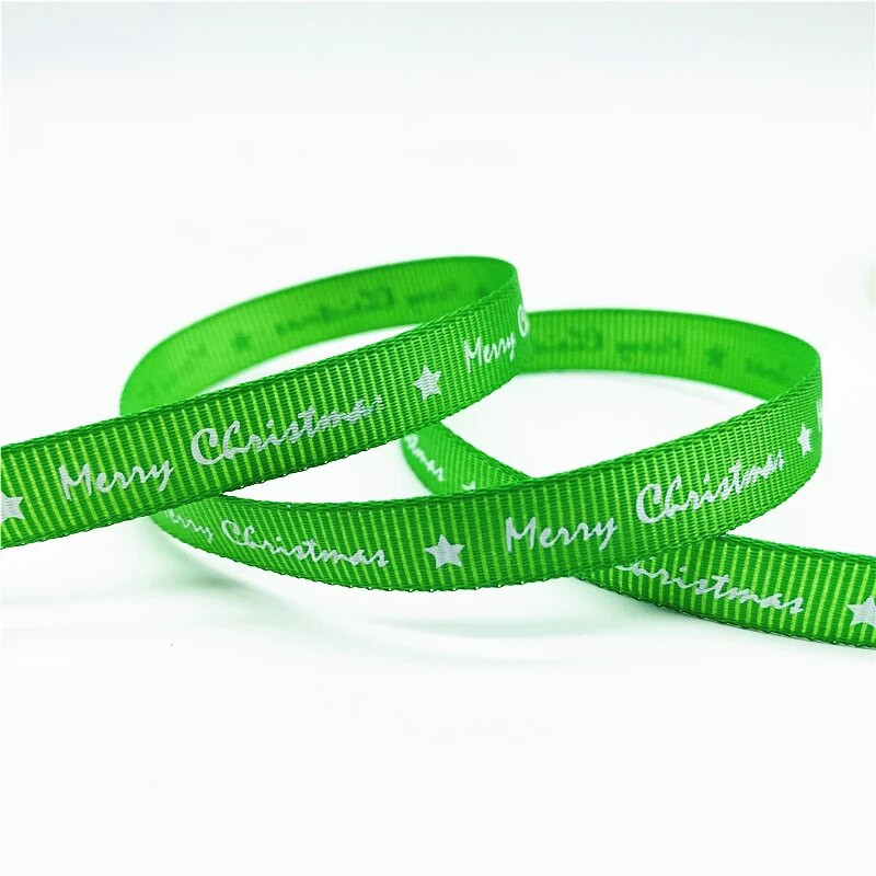5 jardi/partija 10 mm Ziemassvētku lente, apdrukāta Ziemassvētku grosgrain lente rokām darināta dizaina Ziemassvētku dekorēšanai, DIY dāvanu iesaiņošanai