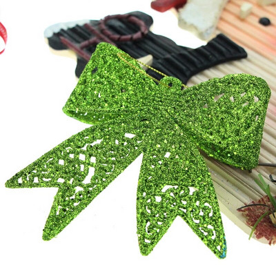 Plastmasas liela tauriņa loka konfekšu krāsa ar mirdzošu loku Ziemassvētku eglītes piekarināmam kulonam Laimīgu Jauno gadu Ziemassvētku dekorēšanai