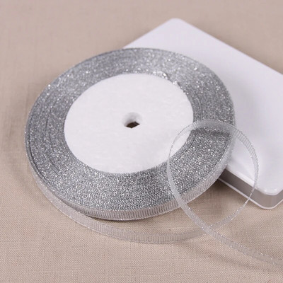 25 jardi 6 mm sudraba zelta mirdzoši mirdzoši zīda satīna lentes ballīte mājas kāzu dekorēšanai dāvanu iesaiņošanai Ziemassvētku Helovīnam, DIY materiāls