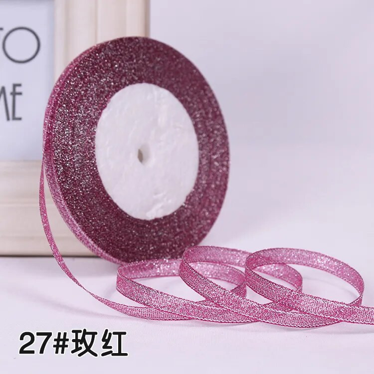 25 jardi 6 mm sudraba zelta mirdzoši mirdzoši zīda satīna lentes ballīte mājas kāzu dekorēšanai dāvanu iesaiņošanai Ziemassvētku Helovīnam, DIY materiāls