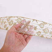 Vânzări fierbinți 2m DIY Decorat Glitter Ribbon Fulg de zăpadă de aur Panglică de in Panglici decorative pentru artizanat Bowknot Decor de Crăciun