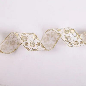 Vânzări fierbinți 2m DIY Decorat Glitter Ribbon Fulg de zăpadă de aur Panglică de in Panglici decorative pentru artizanat Bowknot Decor de Crăciun