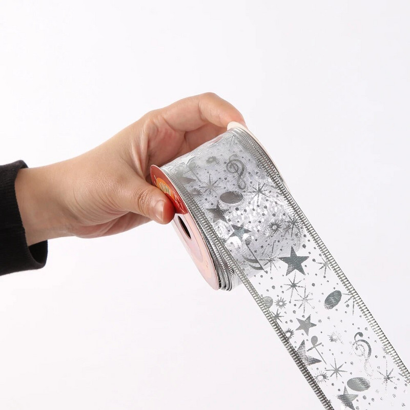 Χριστουγεννιάτικη διακόσμηση 10 γιάρδων Τριαντάφυλλο/Ασημί/Χρυσό/Κόκκινο/Μπλε Κορδέλες για Χειροτεχνίες Κατασκευή Φιόγκων Organza Κορδέλα Glitter Χριστουγεννιάτικη κορδέλα