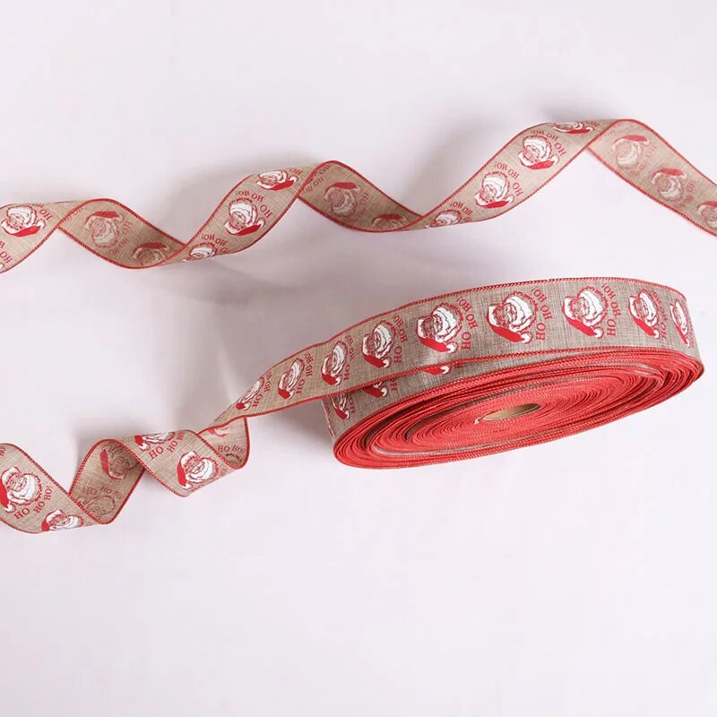 2m*5cm Ziemassvētku eglīšu rotājumu lente DIY Drukāšana Ziemassvētku vecītis Lins Zīds Amatniecības piederumi Loku izgatavošana Ziemassvētku dāvanu rotājumi