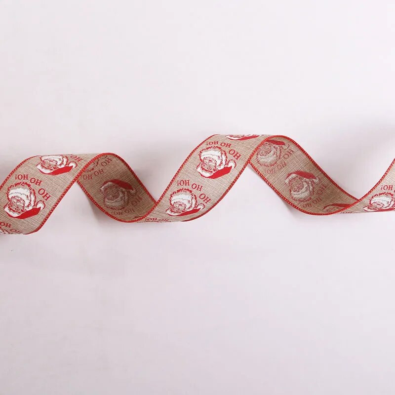 2m*5cm Ziemassvētku eglīšu rotājumu lente DIY Drukāšana Ziemassvētku vecītis Lins Zīds Amatniecības piederumi Loku izgatavošana Ziemassvētku dāvanu rotājumi