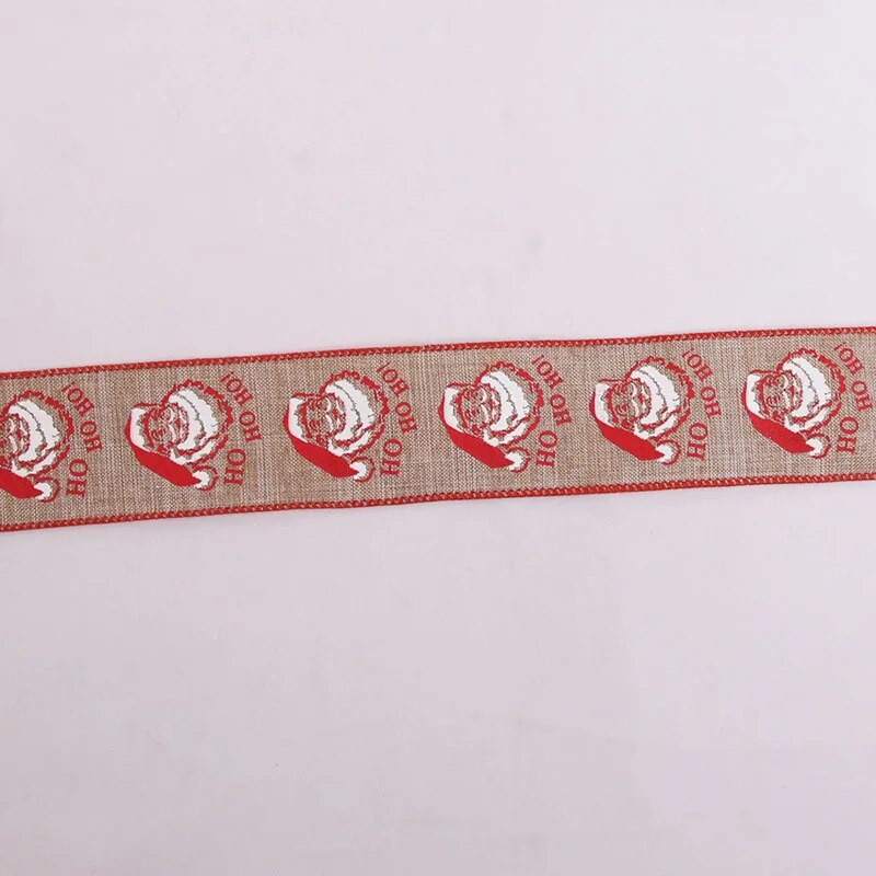 2m*5cm Ziemassvētku eglīšu rotājumu lente DIY Drukāšana Ziemassvētku vecītis Lins Zīds Amatniecības piederumi Loku izgatavošana Ziemassvētku dāvanu rotājumi