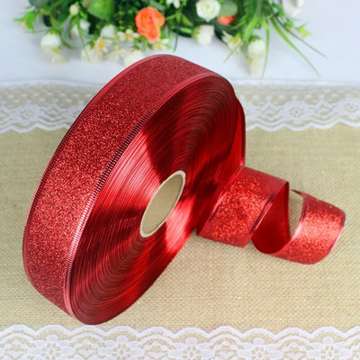 3,8 CM platuma sarkana lente Ziemassvētku rotājumi Ziemassvētku dāvanu kāzu stieples malām, DIY aksesuāri