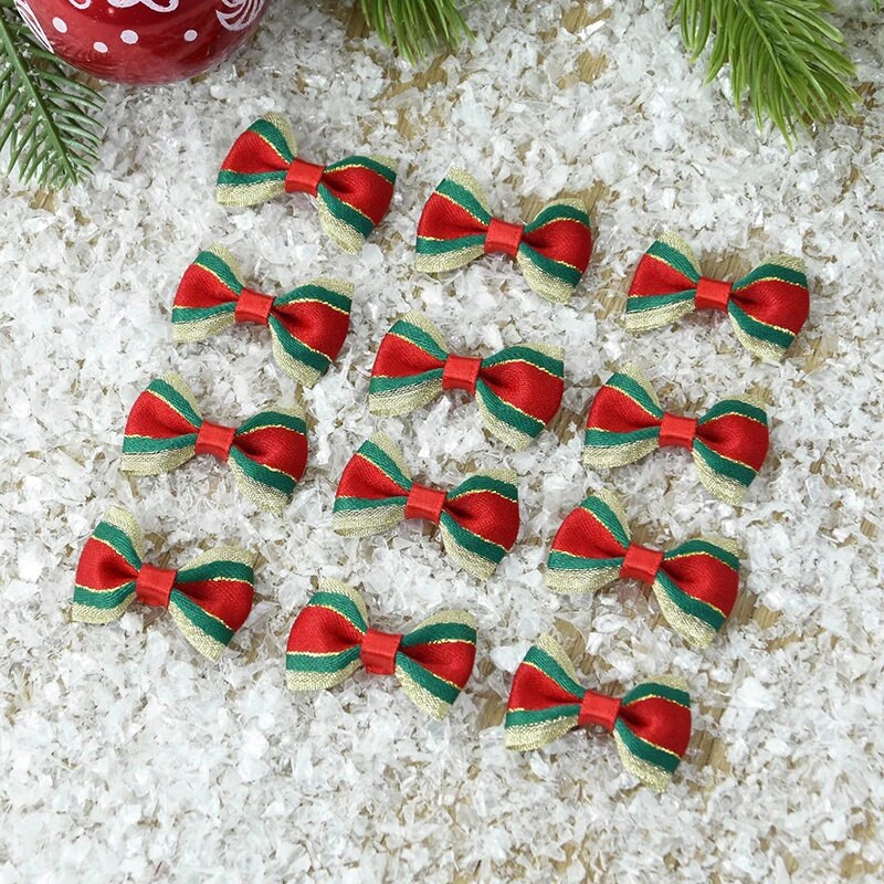 30 τμχ Χριστουγεννιάτικες φιόγκοι Χριστουγεννιάτικο στολίδι για χριστουγεννιάτικο δέντρο DIY Χειροτεχνία συσκευασίας δώρου Bowknot Κόκκινο πράσινο σατέν κορδέλα Φιόγκος Πρωτοχρονιάτικα αξεσουάρ φουρκέτας