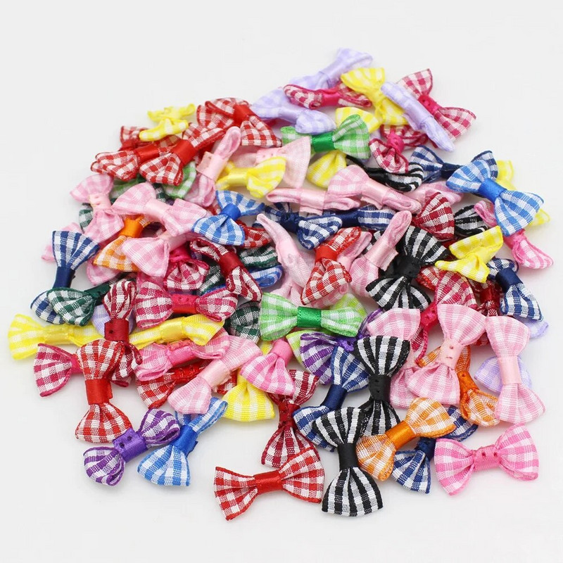 50/100gab 15-30mm Mini lentes tauriņš Krāsainas lentes bantes Maza izmēra poliestera satīna lentes tauriņš DIY Amatniecības dekorēšana