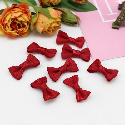 50/100tk 15mm-30mm Mini keermestatud lindiga kikilipsu segu juuste aksessuaarid Väikesed satiinpaelaga vibud Lillede aplikatsioonid õmblema käsitöö