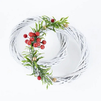 Λευκή γιρλάντα Ψάθινη Στρογγυλή Σχέδιο Χριστουγεννιάτικο Δέντρο Rattan στεφάνι Στολίδι Δαχτυλίδι αμπέλου Διακόσμηση για το σπίτι Κρεμαστό λουλούδι για πάρτι