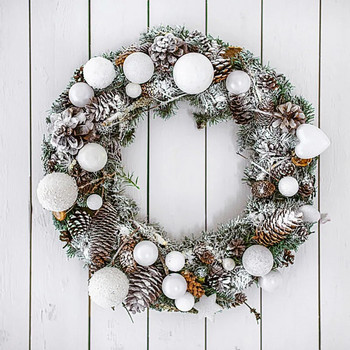 Бял гирлянд от ракита Кръгъл дизайн Коледна елха Ратанов венец Орнамент Пръстен от лоза Декорация за домашно парти Висящи цветя Изделия