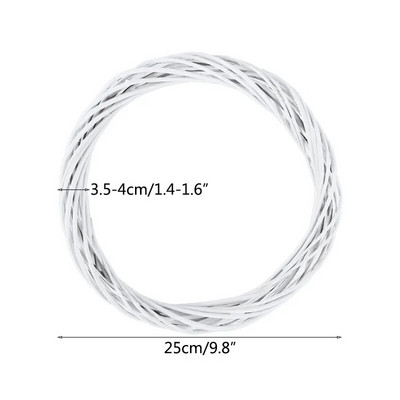 Baltas vītnes pīts apaļš dizains Ziemassvētku eglītes rotangpalmas vainaga ornaments vīnogulāju gredzena rotājums mājas ballīte piekārtiem ziediem