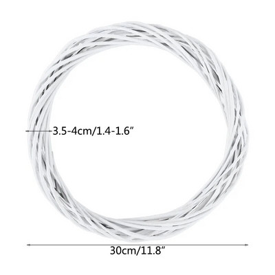 Baltas vītnes pīts apaļš dizains Ziemassvētku eglītes rotangpalmas vainaga ornaments vīnogulāju gredzena rotājums mājas ballīte piekārtiem ziediem