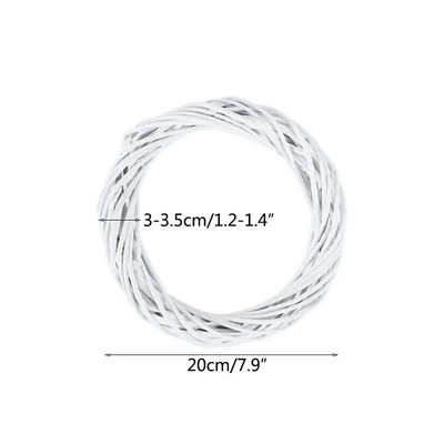 Baltas vītnes pīts apaļš dizains Ziemassvētku eglītes rotangpalmas vainaga ornaments vīnogulāju gredzena rotājums mājas ballīte piekārtiem ziediem