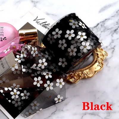 6 cm 5 jardi flora tilla margrietiņas lentes rullītis DIY rokām darināts matu rotājums cepšanai ar ķiršu ziediem, apdrukāta tīkla auduma piederumi