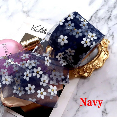 6 cm 5 jardi flora tilla margrietiņas lentes rullītis DIY rokām darināts matu rotājums cepšanai ar ķiršu ziediem, apdrukāta tīkla auduma piederumi